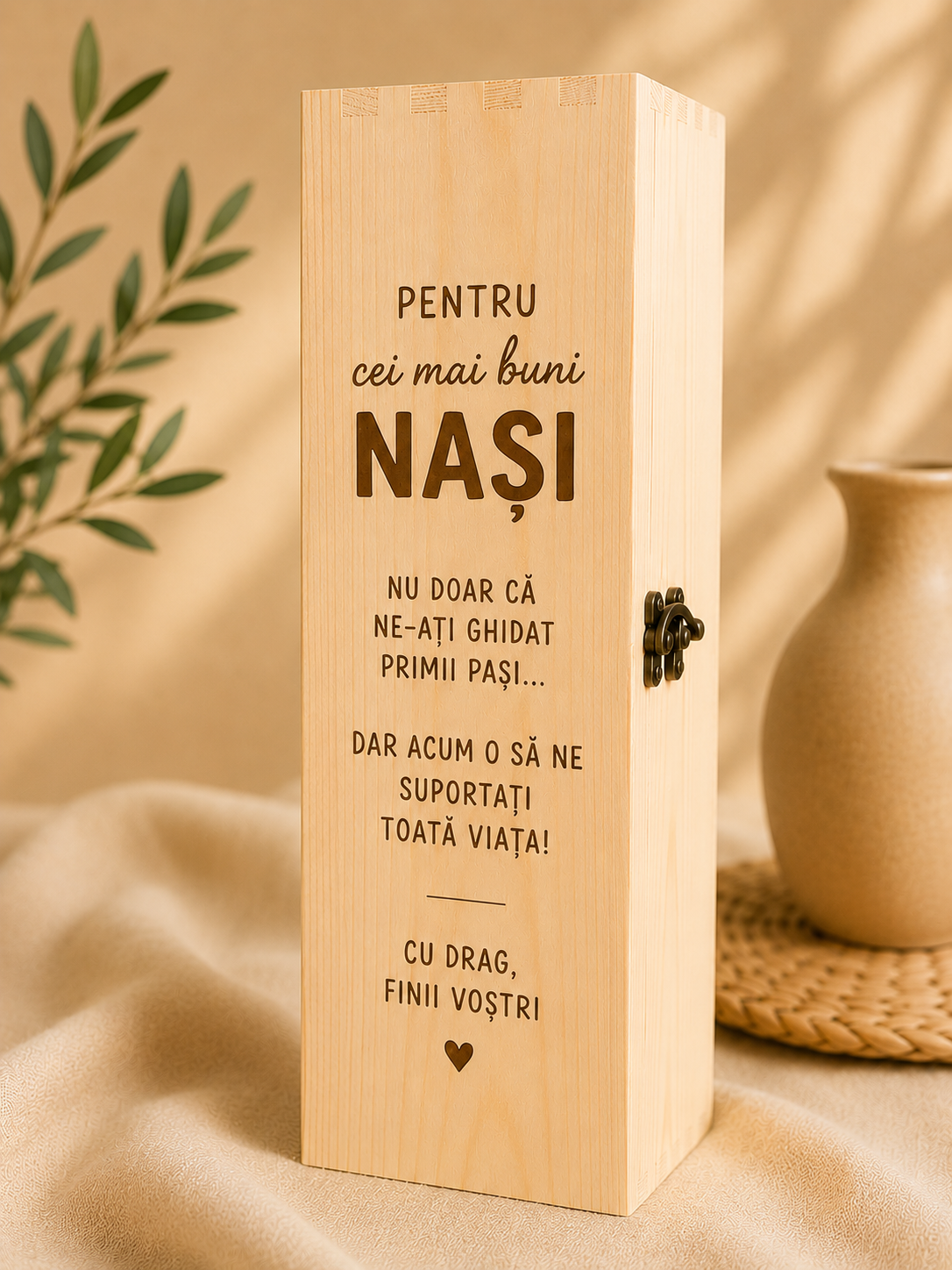 Cutie de vin din lemn pentru nasi