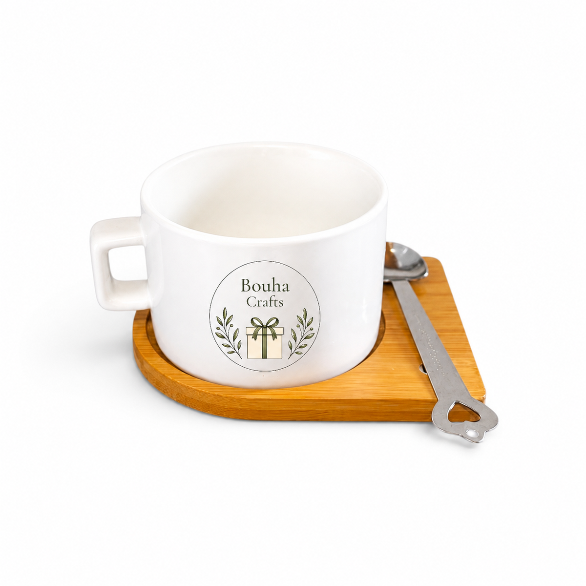 Set ceasca de cafea si farfurie din lemn