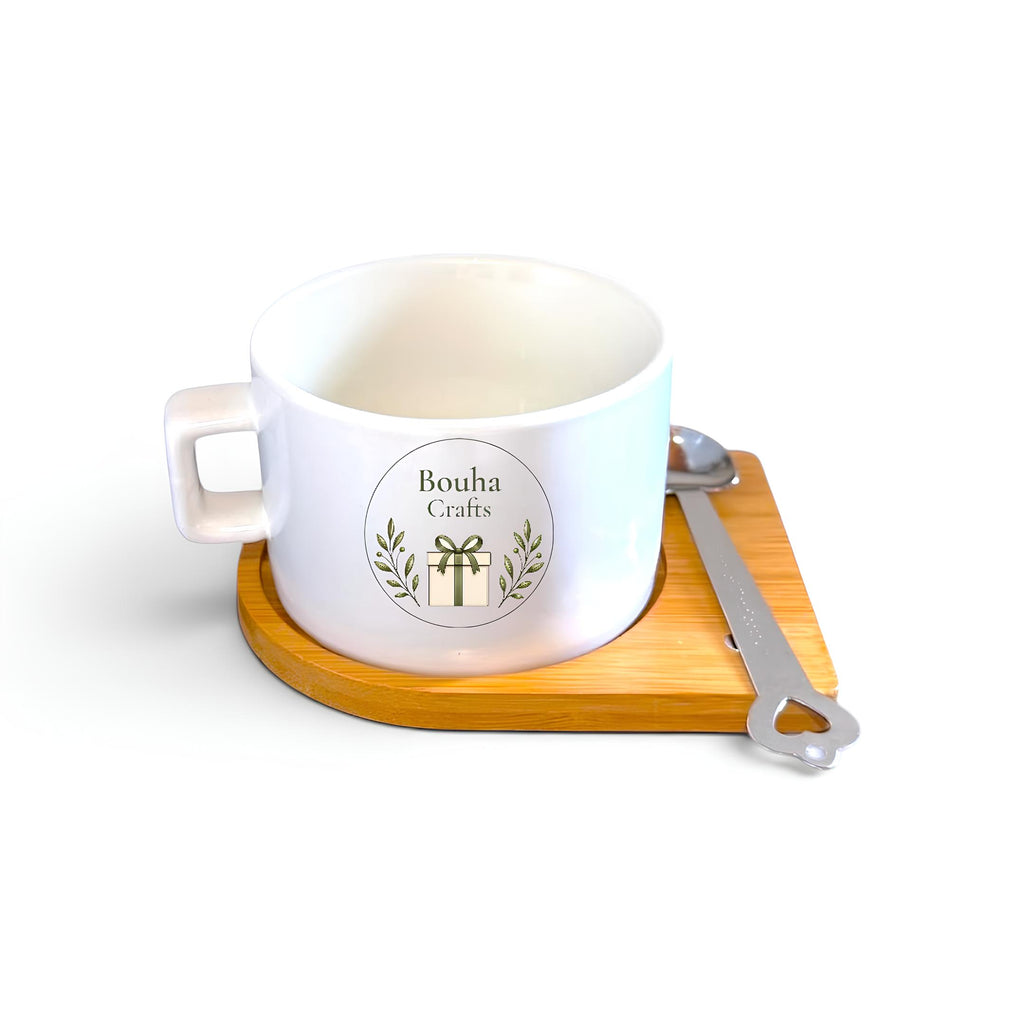 Set ceasca de cafea si farfurie din lemn