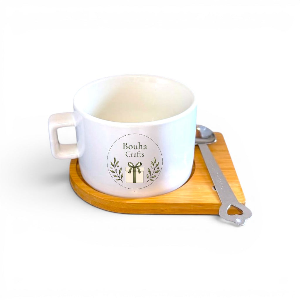 Set ceasca de cafea si farfurie din lemn